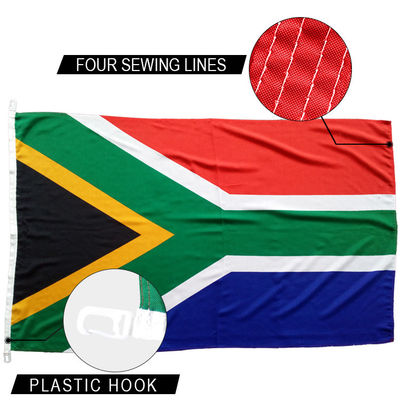 Buy 3x5' South Africa national Flag knitted polyester single reverse indoor outdoor header with plastic hooks online manufacture