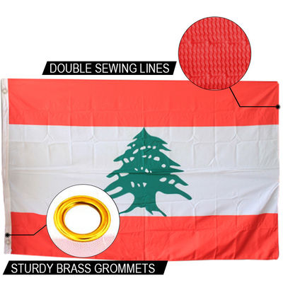 Good price Republic of Lebanon Flag 90x150cm knitted polyester single reverse indoor outdoor national banner canvas header with grommets online