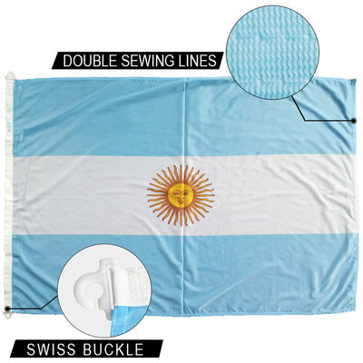 Good price 3x5' Argentina Flag Knitted Polyester Single reverse Rope and swiss buckle Customized National banner online