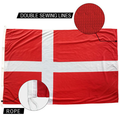 Good price 3x5' Denmark National Flag Knitted Polyester Rope and loops Customized indoor outdoor online