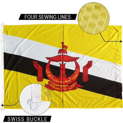 Good price Nation Brunei Flag 3x5' With Double Sided Hemming 100% Polyester Rope And Swiss Buckle online