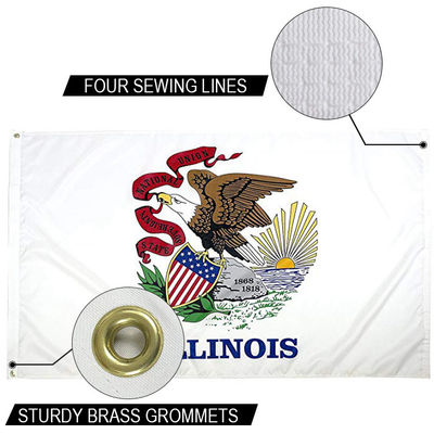 Good price State of Illinois Flag 3x5 ft Outdoor Heavy duty Dupont Nylon US Flags strong canvas heading and brass grommets online