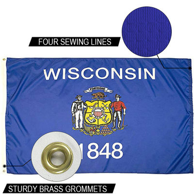 Good price State of Wisconsin Flag 3x5 ft Outdoor Heavy duty Dupont Nylon US Flags Strong Canvas Heading and  Brass Grommets online