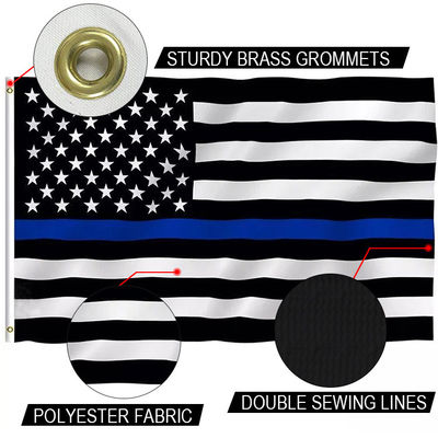 Good price Thin Blue Line Flag 3x5' Custom Flag Knitted Polyester Single Reverse online