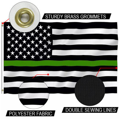 Good price 3 X 5' Thin Green Line Flag Knitted Polyester Single Reverse Outdoor Canvas Header online