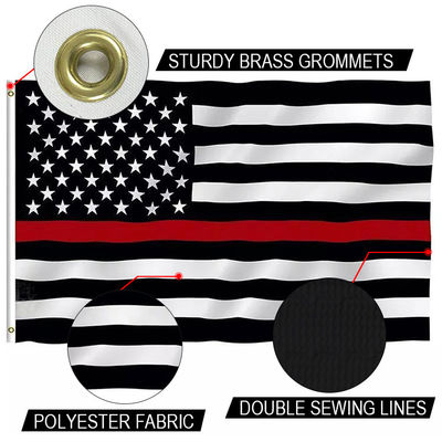 Good price Water Resistant Thin Red Line Flag 3 X 5ft Outdoor Canvas Header With Grommets online