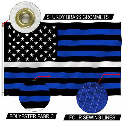 Good price Thin White Line Flag Custom Flag 3 X 5' Knitted Polyester Single Reverse online
