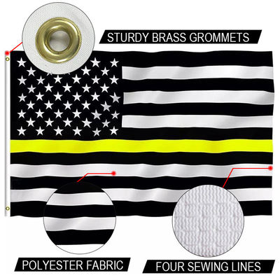 Good price Knitted Polyester Thin Yellow Line Flag 3x5' Single Reverse Outdoor Canvas Header online