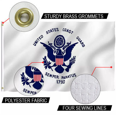 Good price US Coast Guard Flag 3 X 5' Knitted Polyester Single Reverse Outdoor Canvas Header With Grommets online